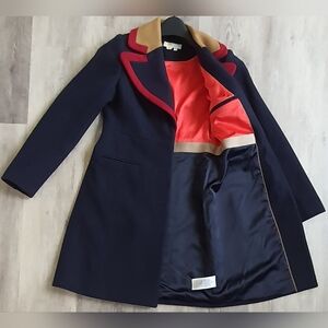 Boden Wool Fall Winter Jacket Coat Red Satin Lining Elegant Sophisticated